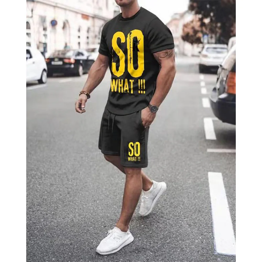 Summer T Shirt Set Men's Sports Suit Loose Casual Clothes Fashion Streetwear Short Sleeve 2 Piece Tracksuit 3D Printed Jogging