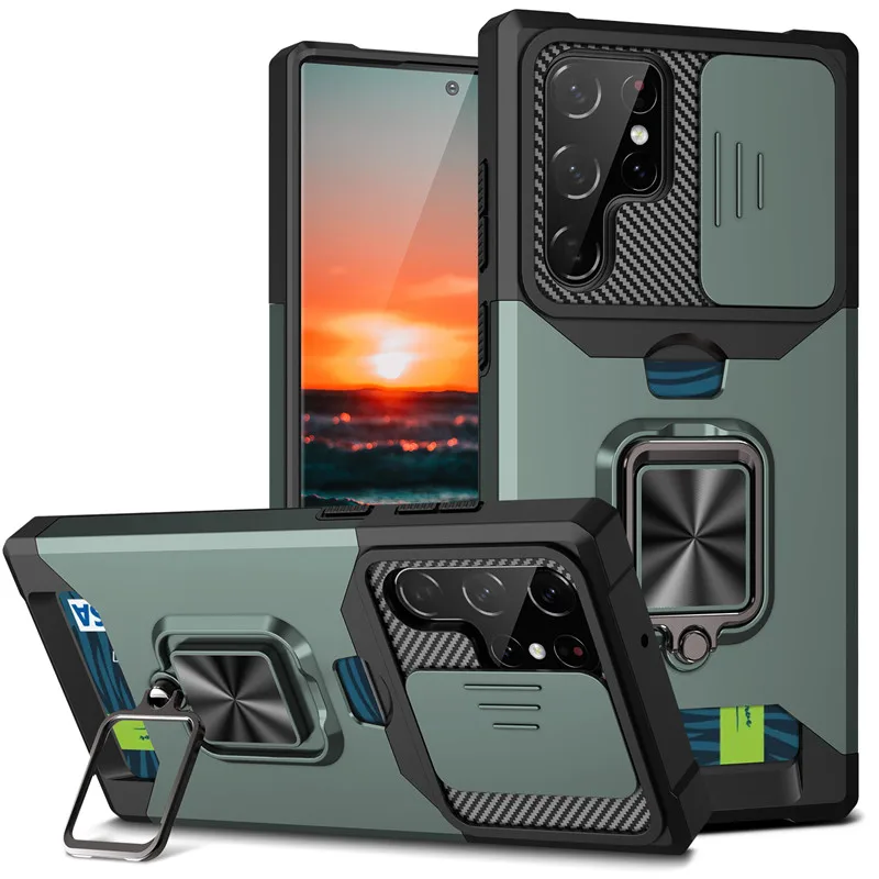 QWShockproof Armor for Samsung Galaxy S22 Ultra Case A12s A32 A52A72 A82 A13 A03 A22 S21 FE Note 20 UltraWith Card Solt   Cover