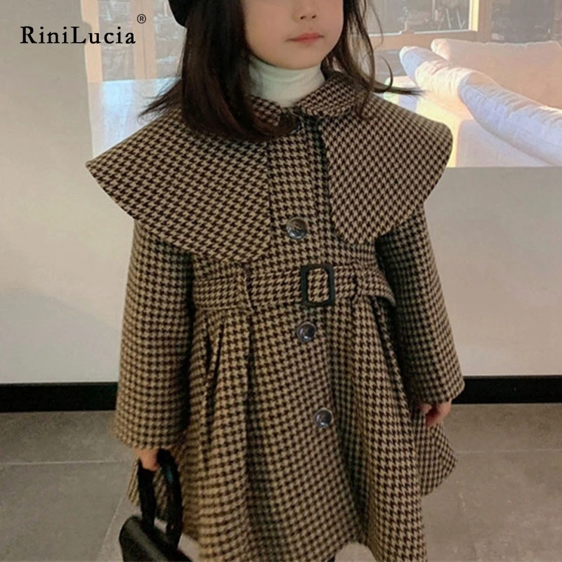 

RiniLucia Winter Jackets Girl Woolen Single-breasted Baby Gril Trench Coat Autumn Kids Outerwear Coats Spring Wool Overcoat