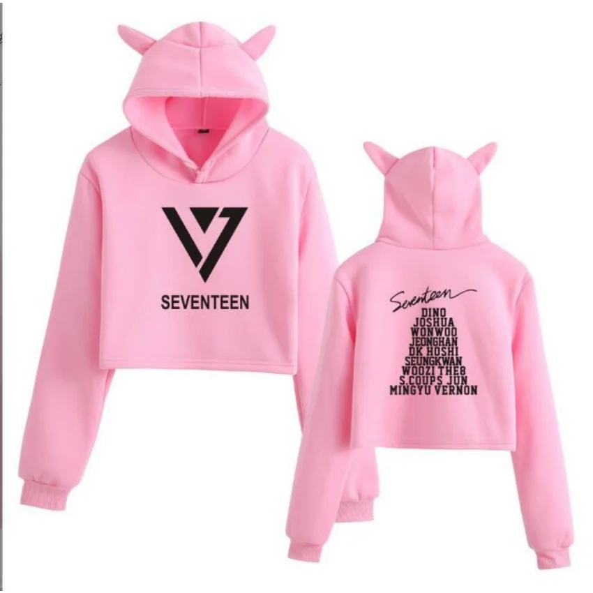 

Женская Короткая Толстовка с капюшоном, в стиле K-POP