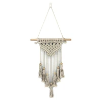 macrame wall hanging hand woven bohemian tapestry with tassel for boho home living room bedroom backdrop decoration