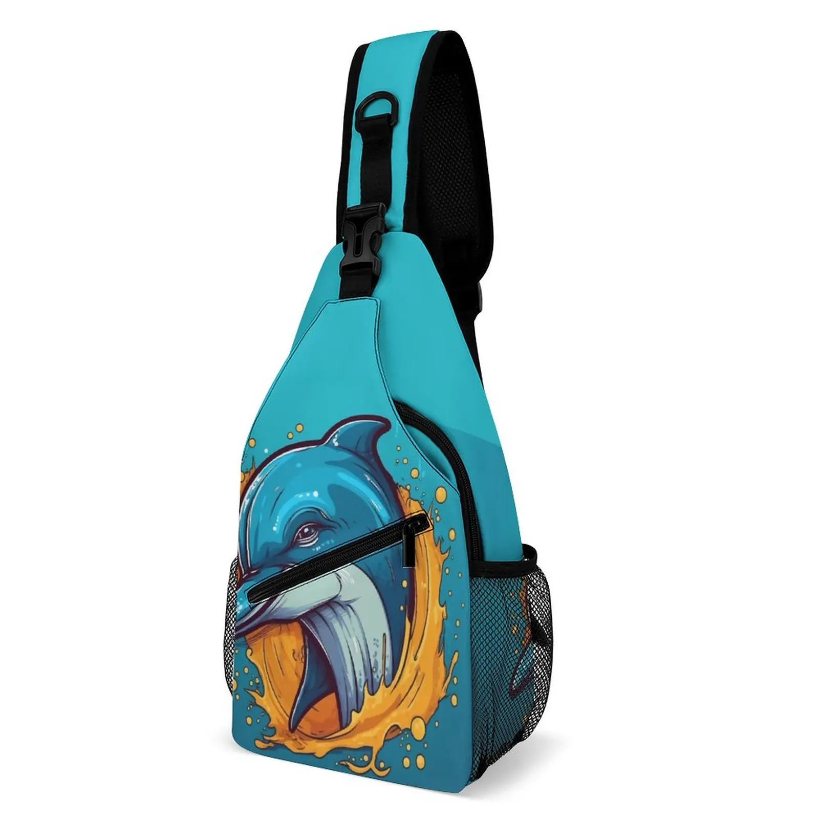 

Нагрудные сумки с дельфином для мальчиков, смешная мультяшная сумка на плечо в натуральном стиле с графическим принтом для отдыха, маленькая школьная Повседневная Слинг-сумка