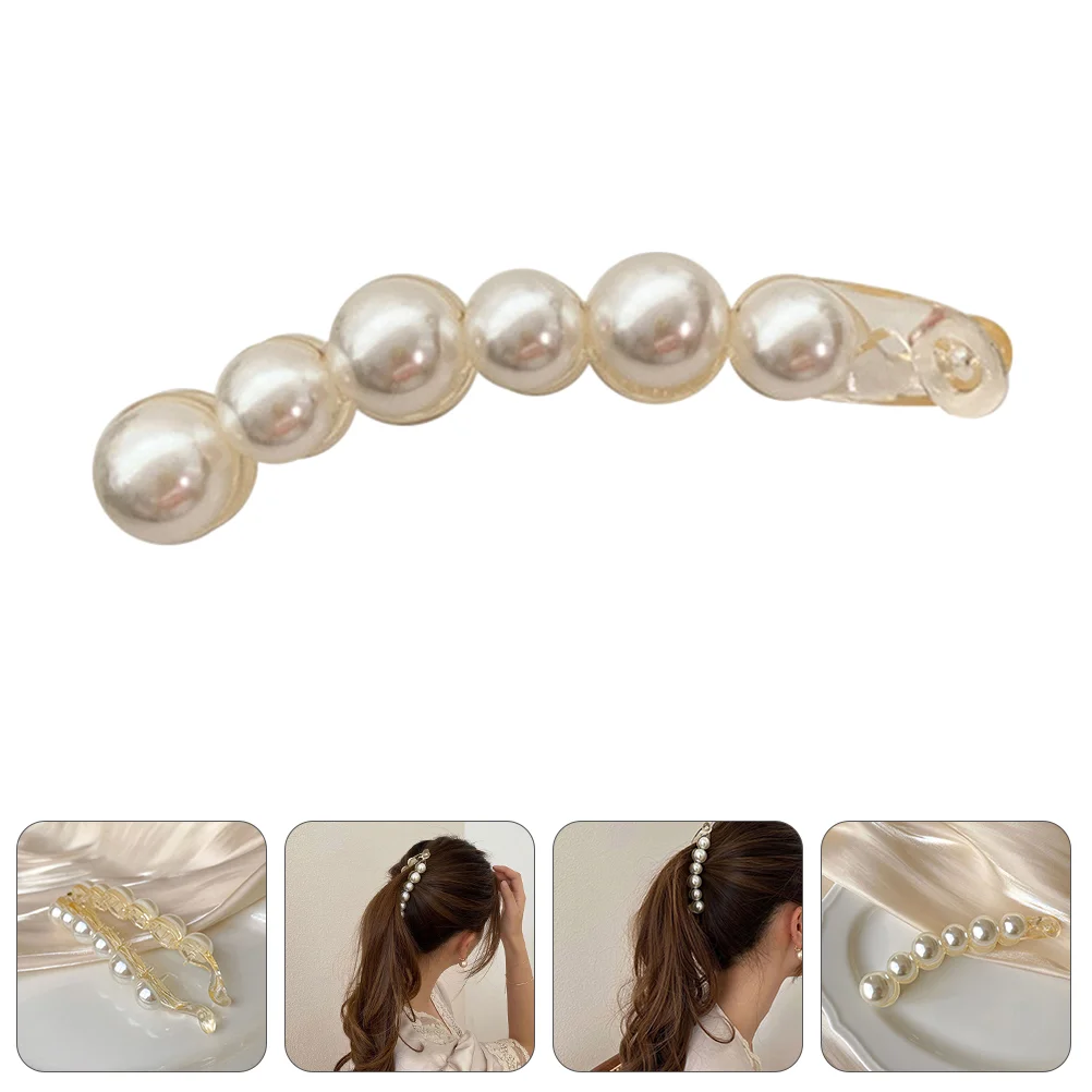 

Pearl Clincher Combs Clip Plastic Hair Clasp Ponytail Pearl Hair Catch Barrettes