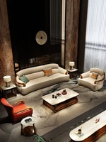 villa ebony leather sofa combination european solid wood large sized high quality leather sofa living room