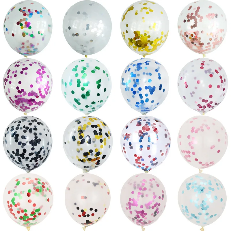 

12inch Sequin Balloon Push and Sweep Code Small Gift Holiday Wedding Decoration Confession Transparent Latex Confetti Balloon