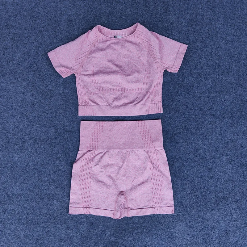 Комплект Для Йоги Женский бесшовный спортивная одежда укороченная рубашка с