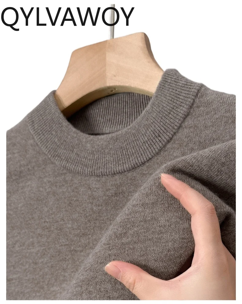 QYLVAWOY 100% кашемировая мужская одежда пуловеры утепленный свитер с ложным