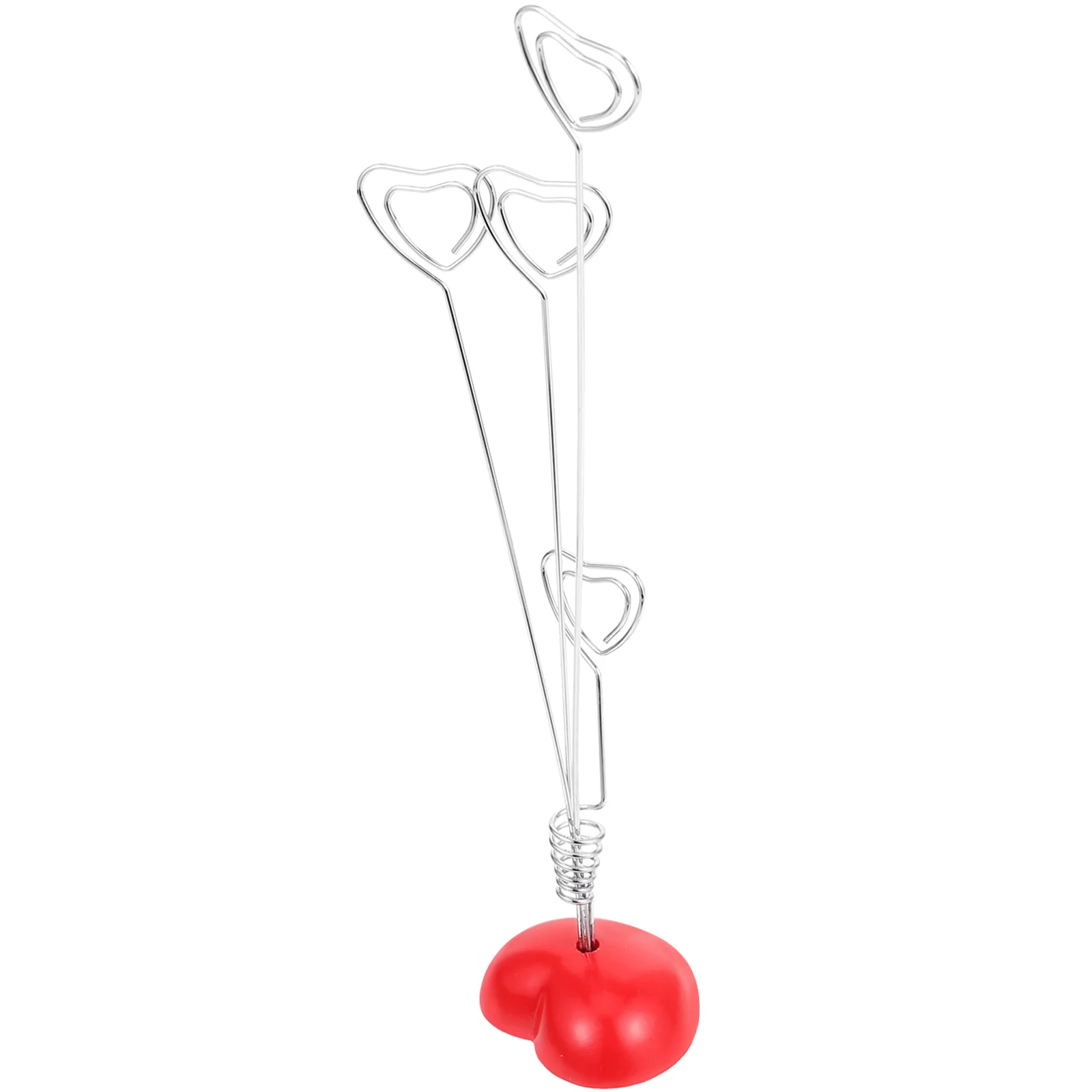 

Heart Shape Photo Holder Note Memo Clip Tree (Silver+Red)