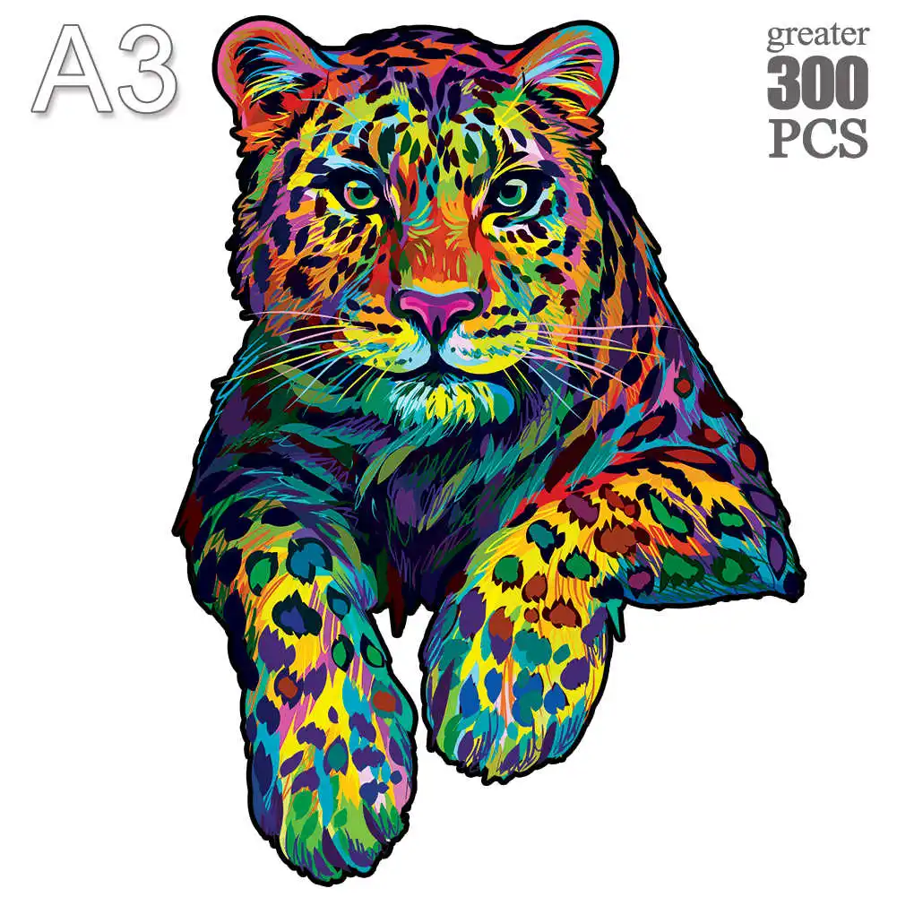 

Animal Wooden Puzzles Jigsaw Kid Toys leopard Wood Puzzle Family Educational Games 300 pcs Holiday Gifts 3D Wooden Jigsaw 2022