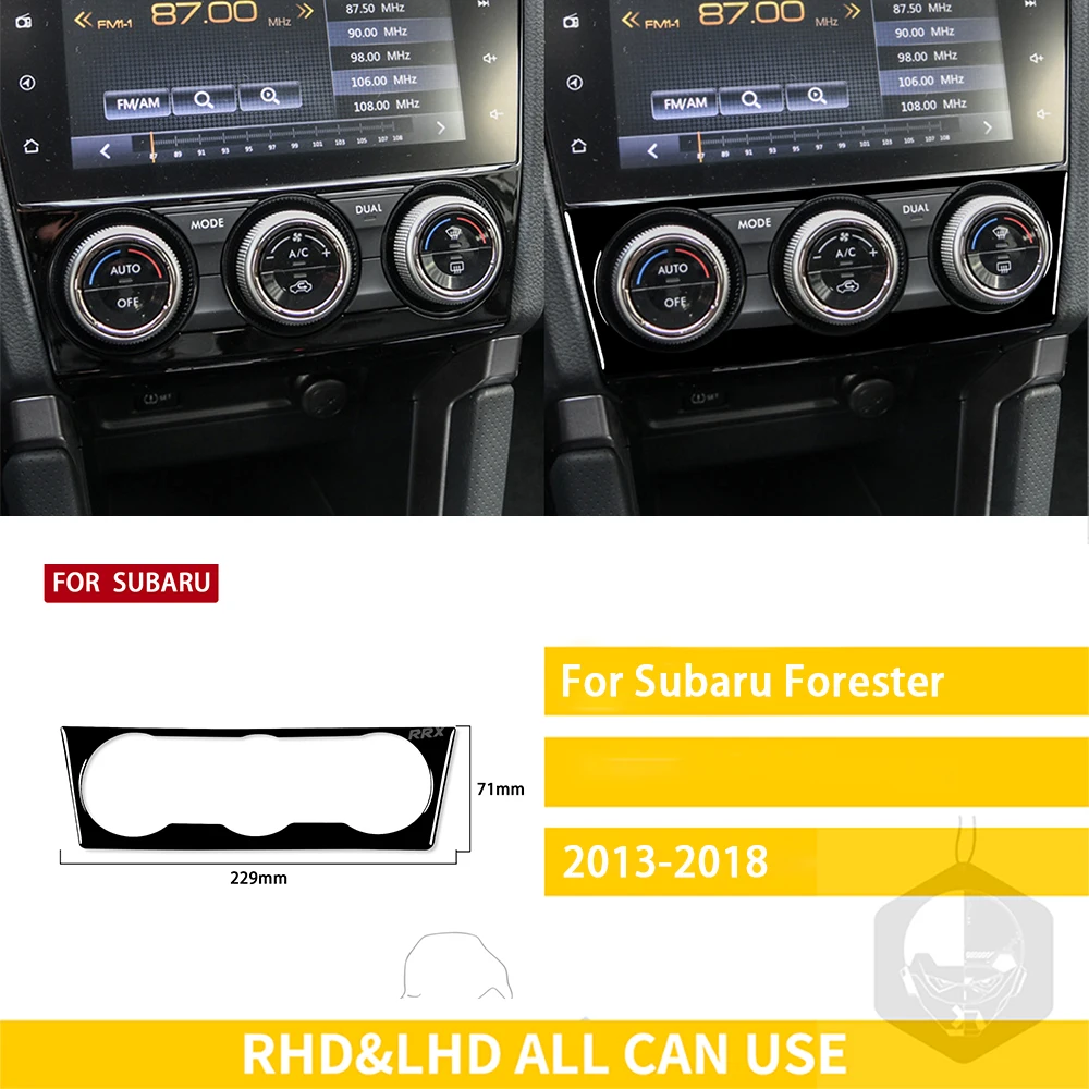 

Автомобильные аксессуары для Subaru Forester 2013-2018, пластиковое пианино, Черная внутренняя панель кондиционирования воздуха, модификация наклейки