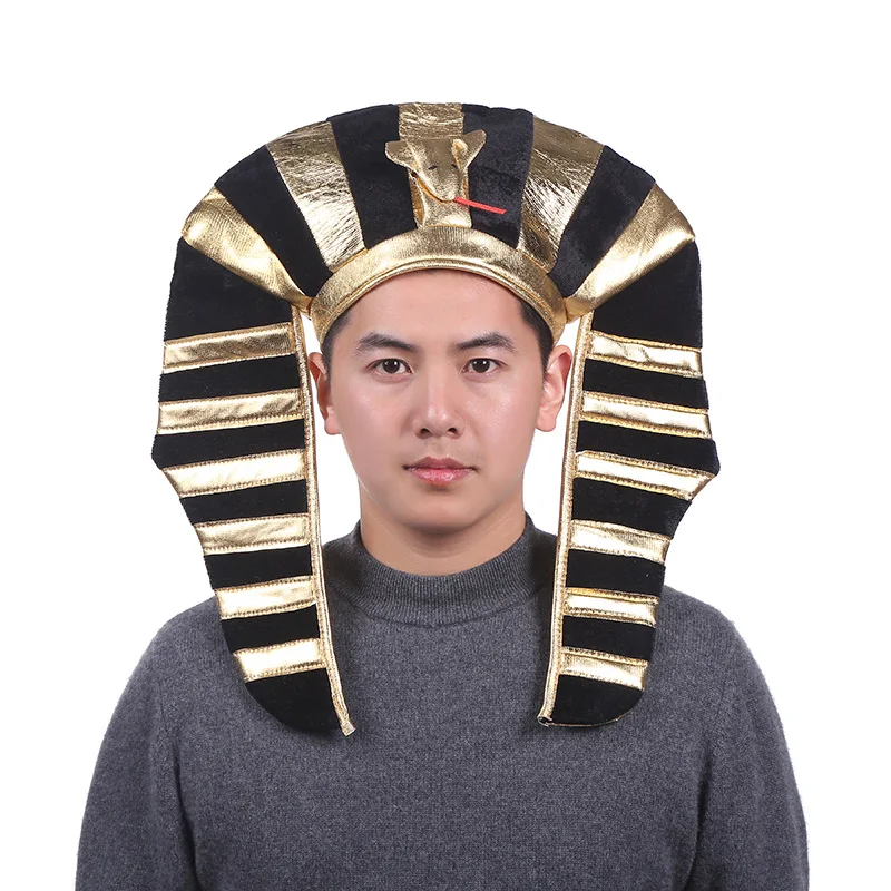 Halloween Gold Cloth Pharaoh Hat Cosplay Snake Head Egyptian Pharaoh Hat Masquerade Hat Easter Cosplay Hat