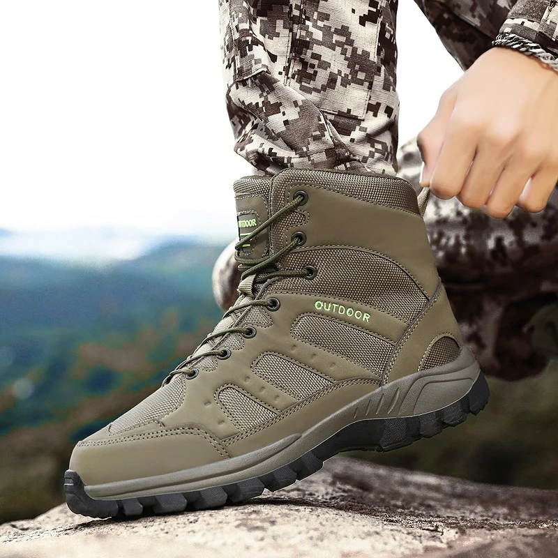 

Large size hiking shoes men's winter outdoor mid-cut training boots casual shoes high-quality outdoor fashion sports snow boots