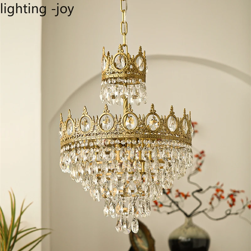 

Modern Crown Chandelier Crystals For Living Room Bedroom Bedside Led Chandelier Room Decoration Lights E14