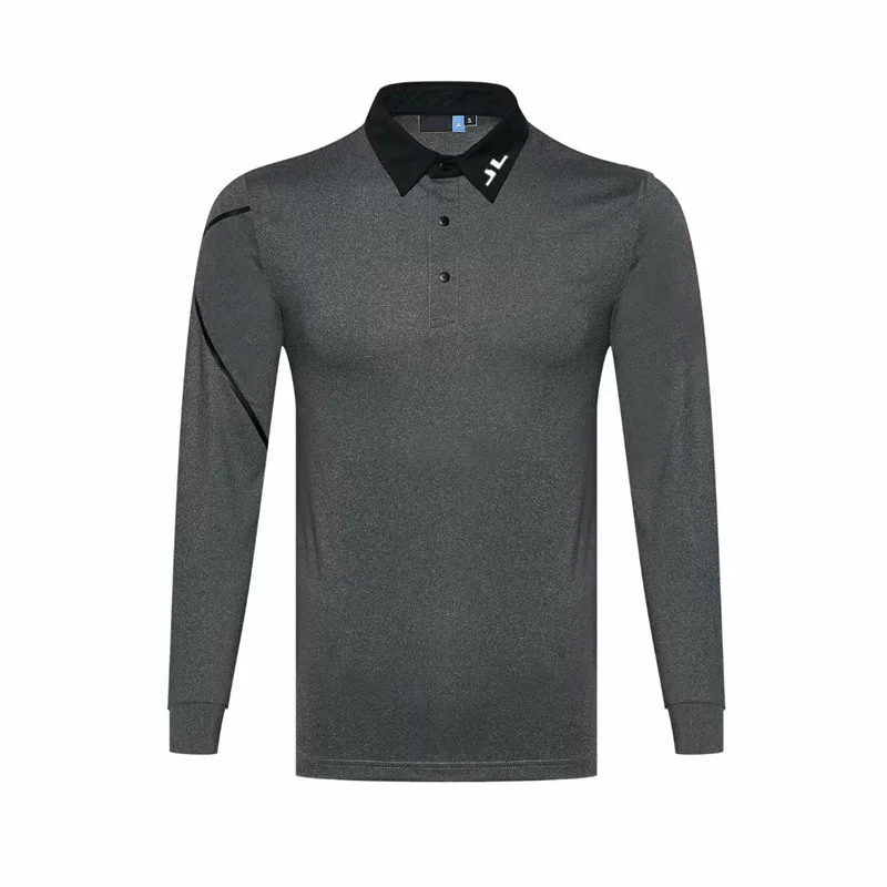 Spring Summer Autumn New Golf Men's Long Sleeve T-shirt Outdoor Sports Casual Shirt Warm Windproof Polo Neck