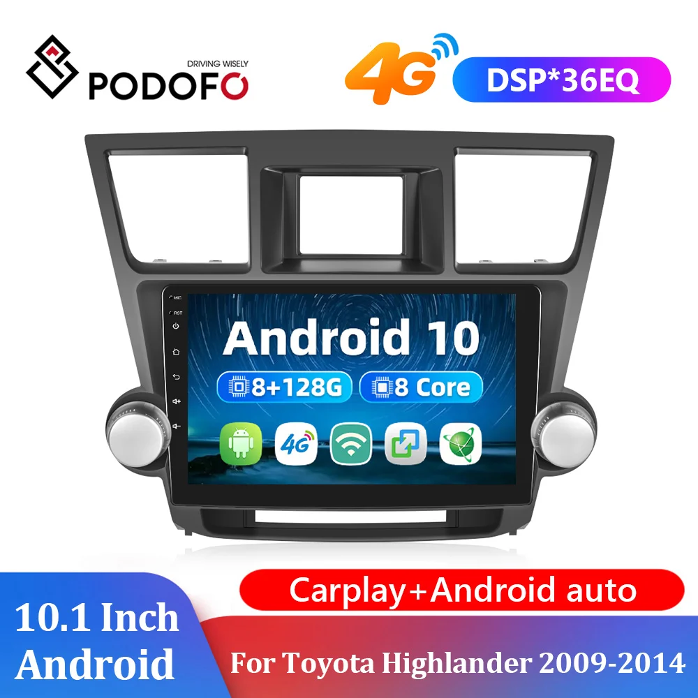 

Мультимедийная магнитола Podofo для Toyota Highlander 2009-2014, Android, 10 дюймов, 2 Din