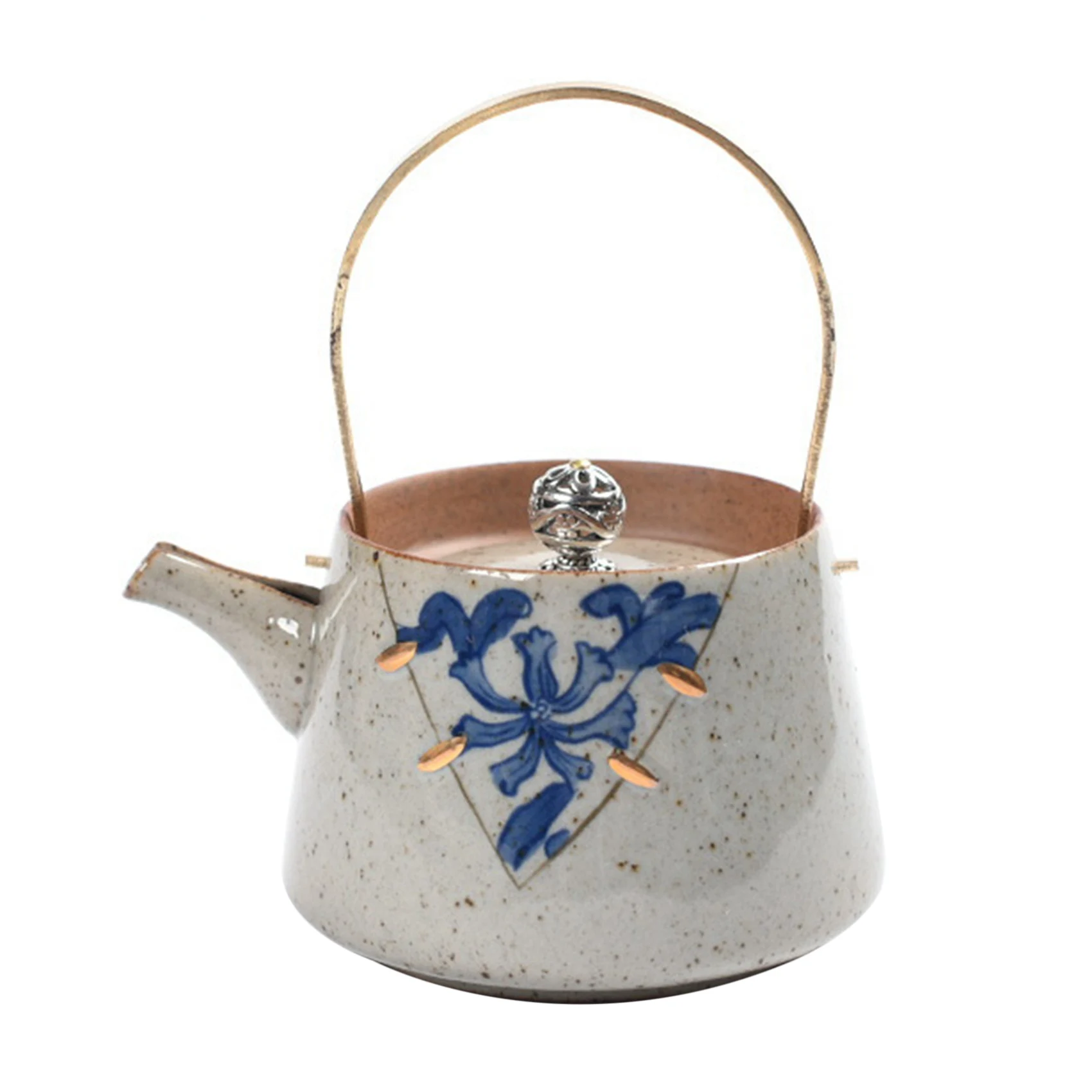 

Керамический чайник в стиле ретро, чайник кунг-фу в японском стиле с ручкой, креативный чайник для дома и офиса
