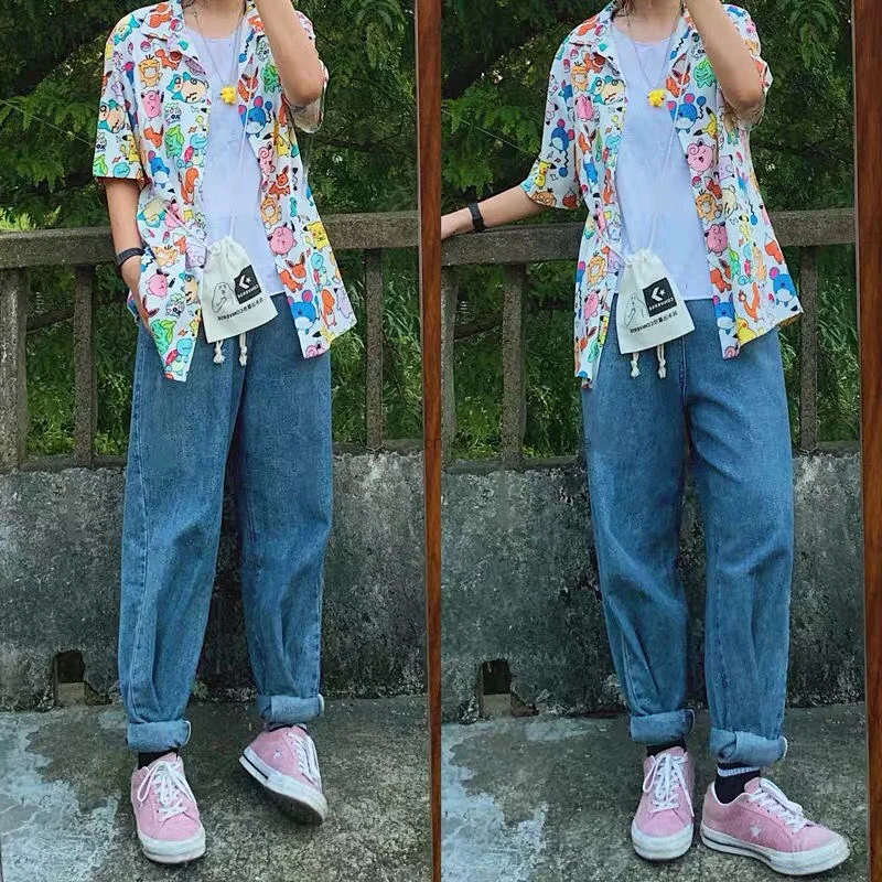 Продажа Рубашка с коротким рукавом и принтом «Покемон», лето 2022