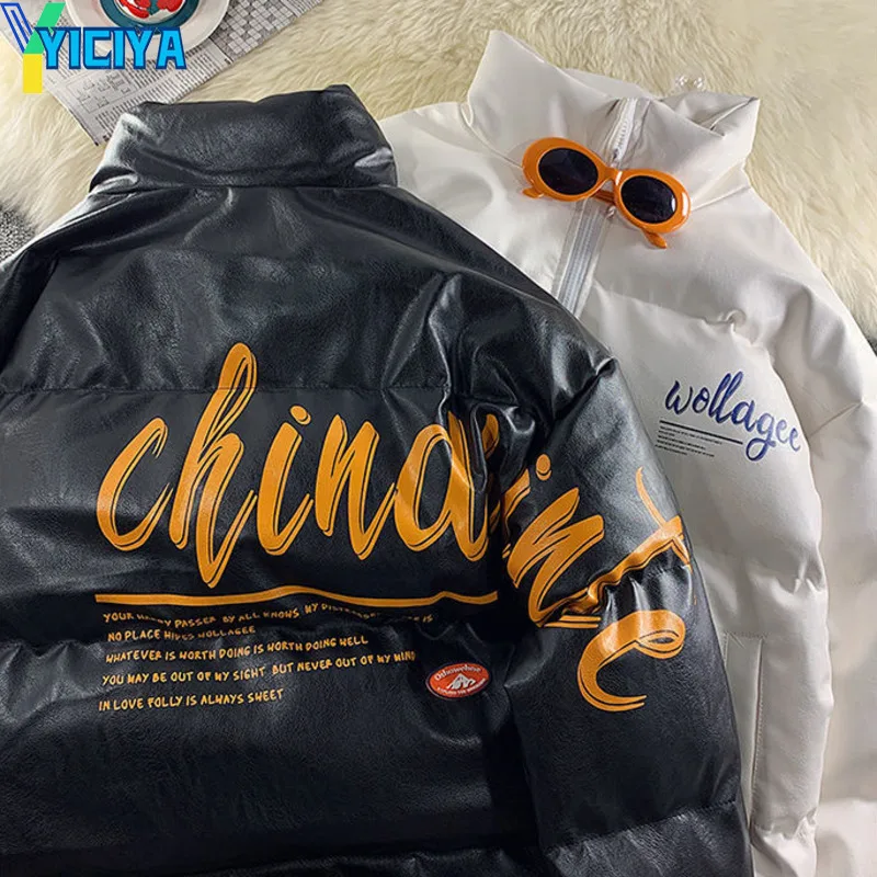 YICIYA Jackets For Women 2023 Parkas Coats Winter Warm Stand-neck Coats Female Fashion Streetwear Casual Leather Jackets Parkas