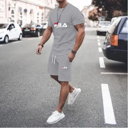 

Summer Men's Sports Suit Casual Breathable Thin Section O-neck Short-sleeved Sportswear T Shirt and Shorts 2 Sets