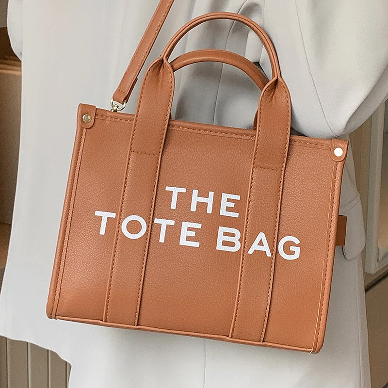 2023 Ladys The Tote Handbag Women's Letter Print Medium Commuter Briefcase Shoulder Bags Quality Pu Leather Female Crossbody Bag