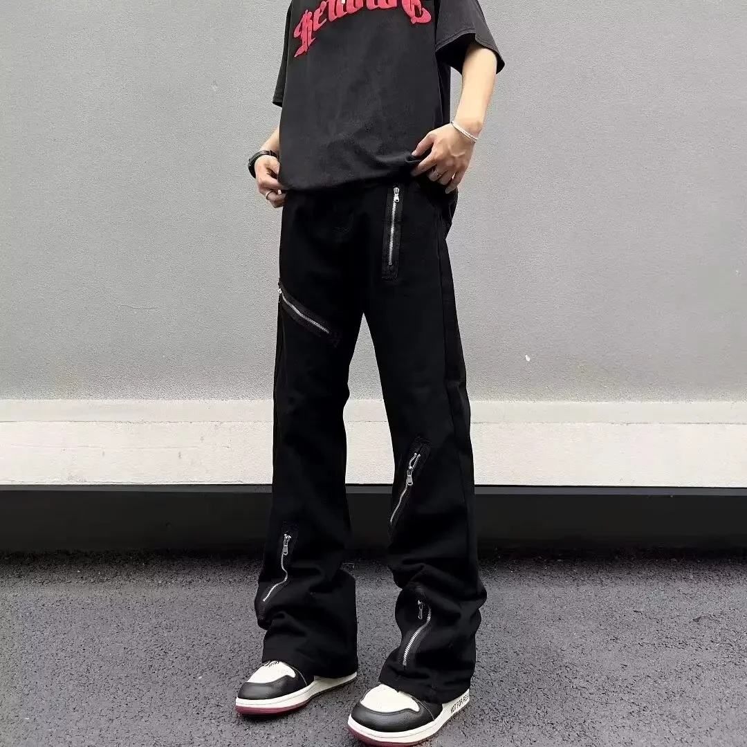 Черные джинсы Vibe Street Drop Sensibility свободные брюки с микро-клеш прямые модный