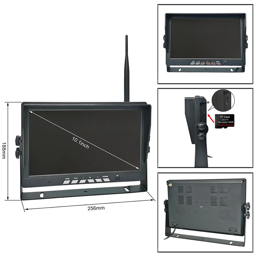 Фото DIYSECUR 10,1-дюймовый IPS-монитор для грузовиков, видеорегистратор AHD 720P HD с ночным видением, камера заднего вида с Wi-Fi для автобусов и автомобилей №3