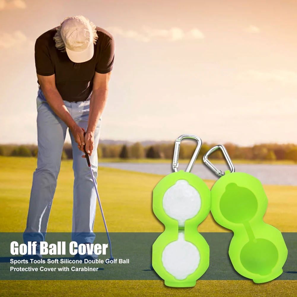 

Sport Tools Golf Ball Cover Silicone Dual Golf Ball Protective Cover with Carabiner Soft Silicone Waist Holder Sleeve