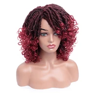 short dreadlock braided wigs for black women synthetic curly twist wig ombre brown blonde daily cosplay party heat resistant