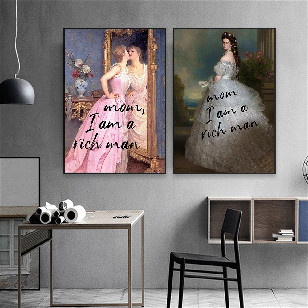 Забавный фотопостер с надписью Мама я богатый человек принты искусство