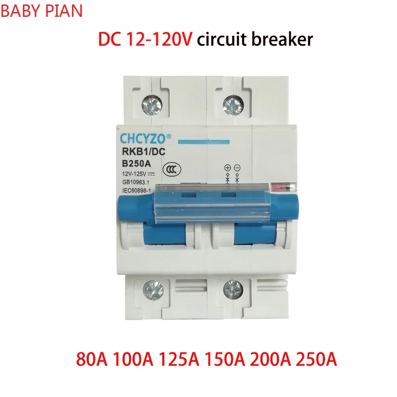 

2P DC Circuit Breaker 12V 24V 36V 48V 60V 72V 96V 120V Solar Cells RV Battery Circuit Breaker 80A 100A 125A 150A 200A 250A