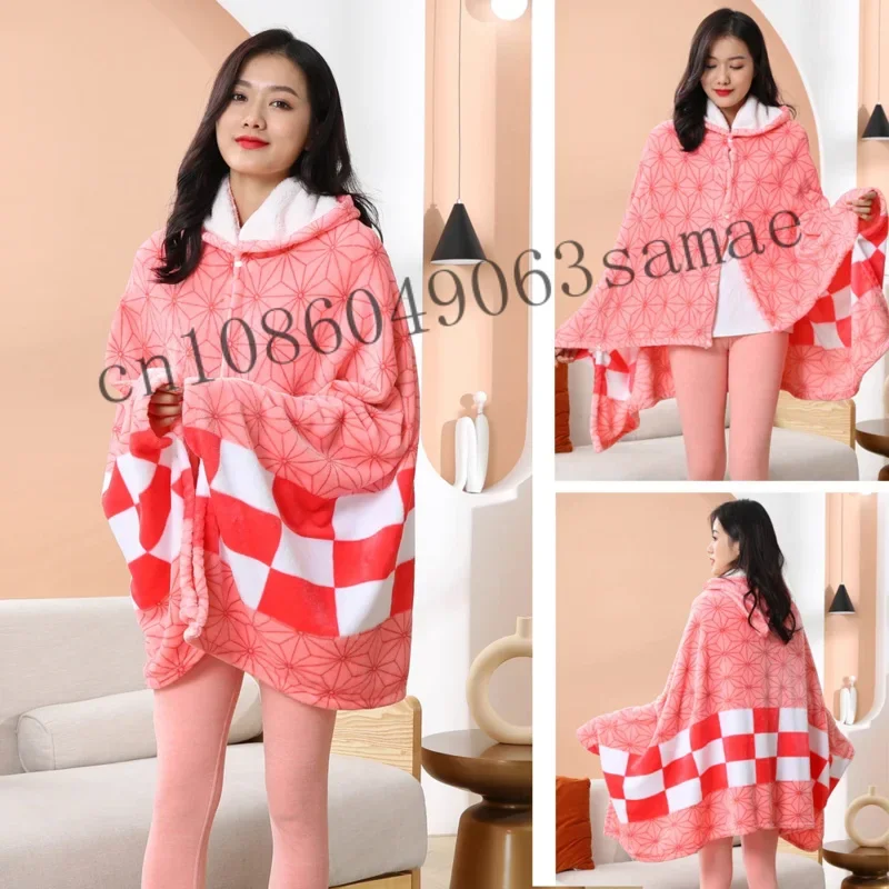 Аниме одеяло плащ Nezuko Косплей Костюм взрослая Толстовка банный халат отряд