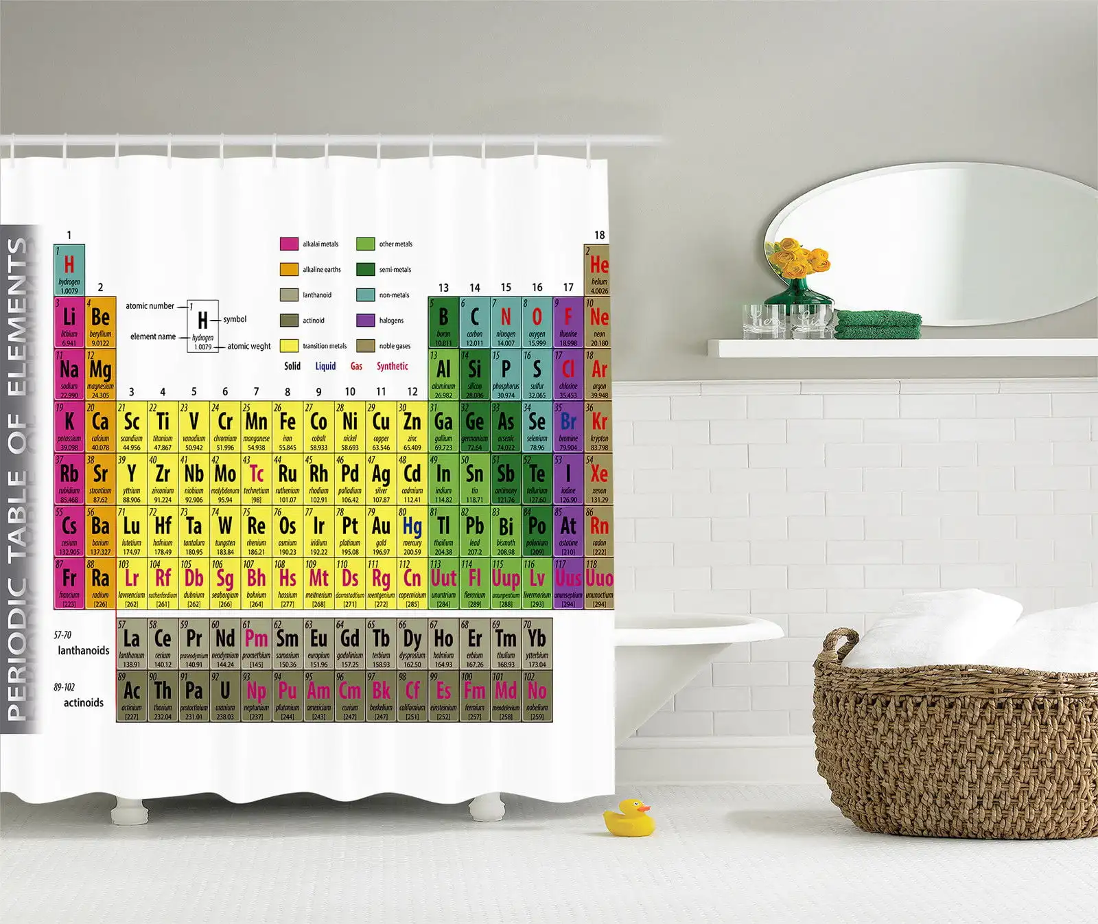 Periodic Table Elements Student Gifts Science Lover Smart Fabric Shower Curtain