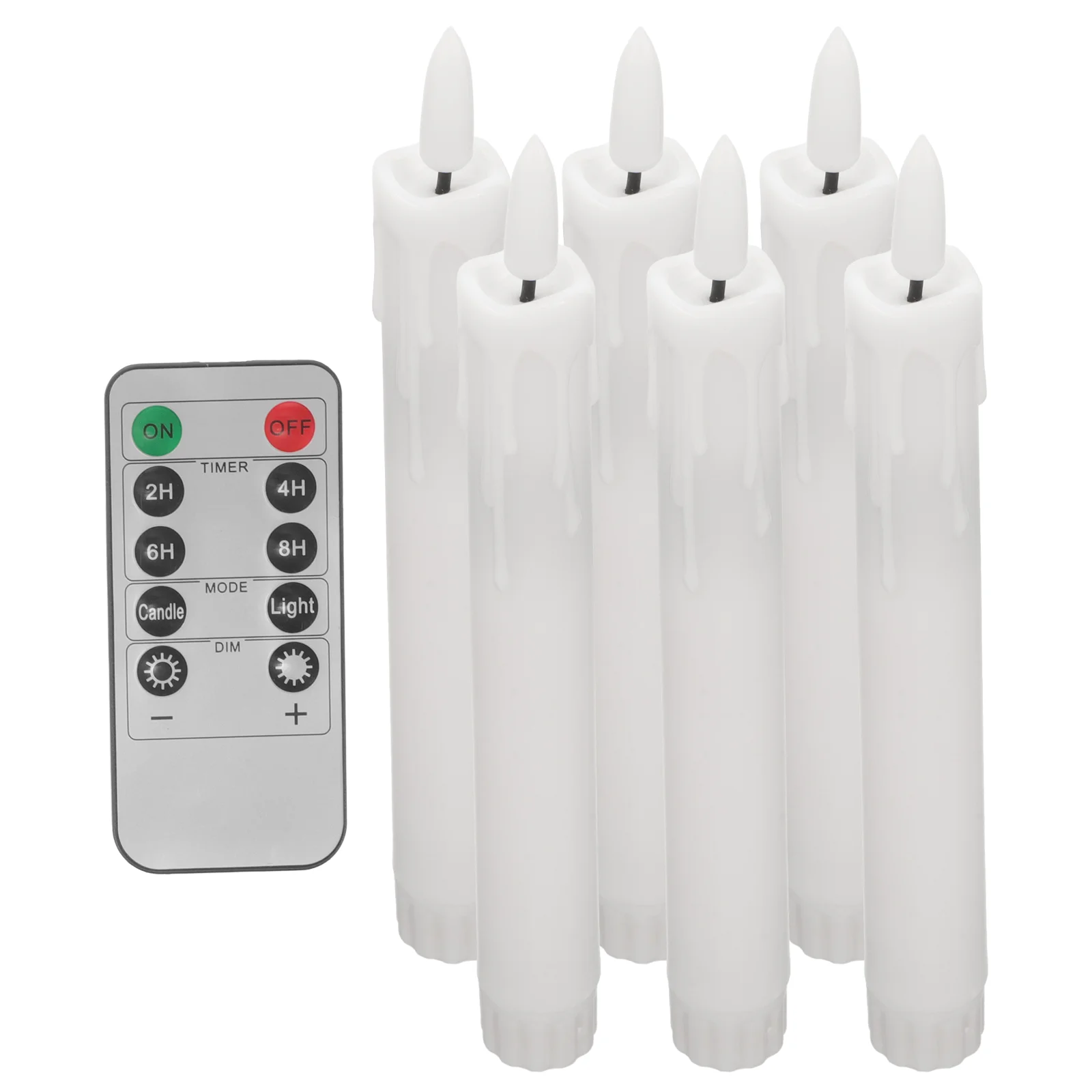 

6 Pcs LED Electronic Light Remote Control Candles Plastic Operated Flickering Flame