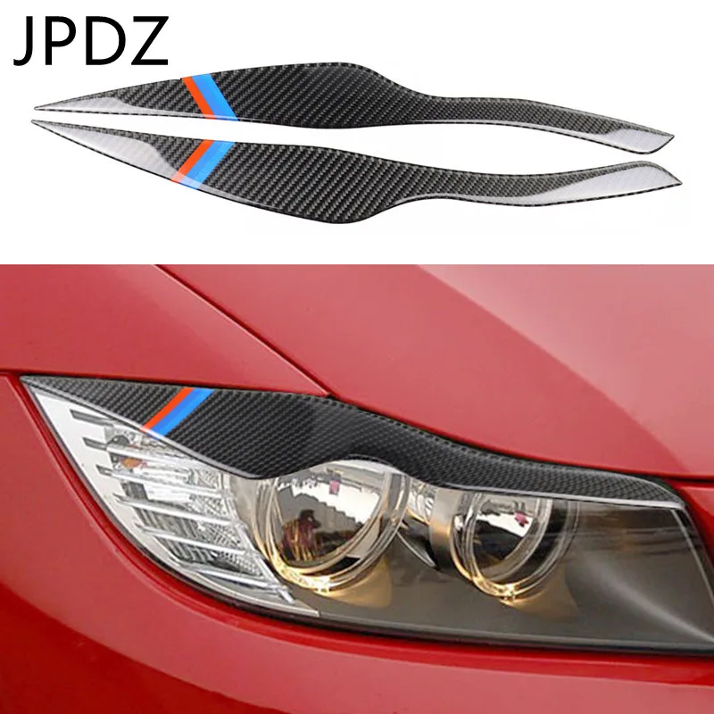 

2pcs/Set Carbon Fiber Car Headlight Eyebrows Decoration Stickers For BMW E90 318i 320i 325i 3 Series 2005-2008 Auto Accessories