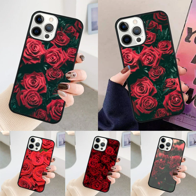 Чехол для телефона с цветочным рисунком красной розы iPhone 14 15 16 Pro Max SE 2020 чехол apple 11