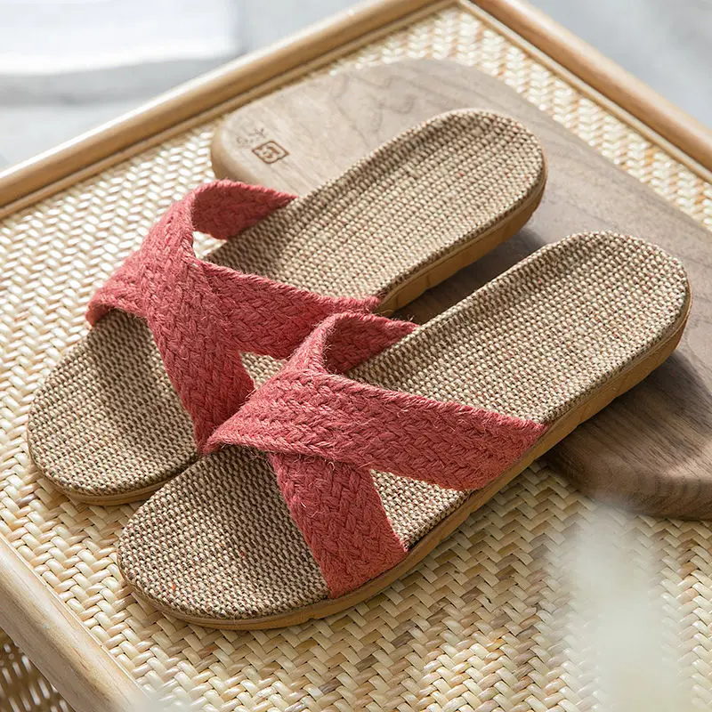 

2023 European and American Summer Women's Four Seasons Linen Home Indoor Anti slip Household Slippers 4325