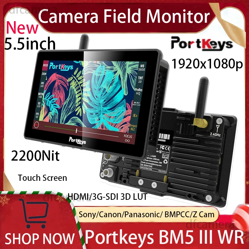 Монитор управления беспроводной камерой PortKeys BM5 III WR 5,5 дюйма 2200Nit SDI HDMI для камеры RED Komodo /BMPCC/Canon/Sony/Z