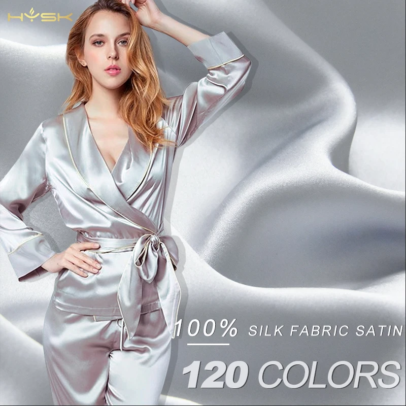Шелковая атласная ткань HYSK 100%, натуральный шармёз для невесты, костюм-хайлидер из китайского шелка, коллекция розового, персикового, серого цветов