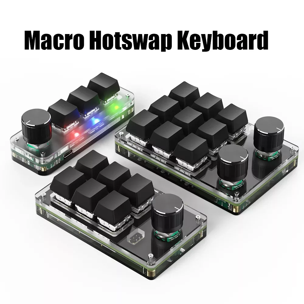 

USB Custom Keyboard Volume Button Knob Programming Macro Gaming Photoshop Hotswap Keypad Mechanical Red Switch BT Keyboard 9 Key