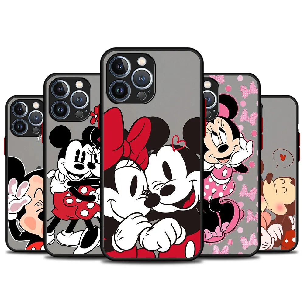 

Happy Mickey And Minnie Love Protection PC Etui Coque Matte For Apple iPhone 11 14 12 Pro Max XR 8 XS 13 7 Plus X SE 5 5S 6S