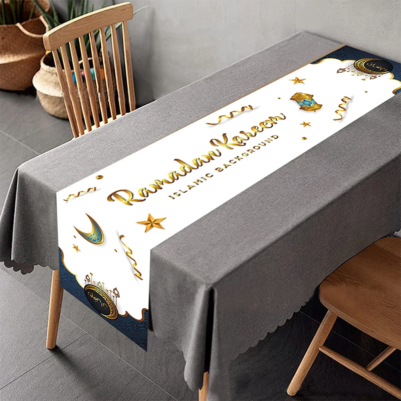 

35x180cm Eid Mubarak Table Runner Ramadan Decoration For Home Islamic Muslim Party Decor Ramadan Kareem Eid Al Adha Gift