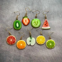 1 pair minimalist style assorted fruit jewelry gift fruit earrings personalized strawberry pineapple earrings cute ear hook