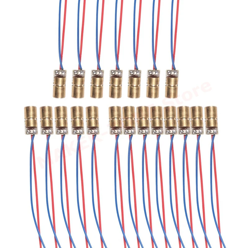 

25PCS 5V 650nm 5mW Laser Diode, Red Dot Laser Head Red Laser Diode Laser Tube, with Leads Head Outer Diameter 6mm