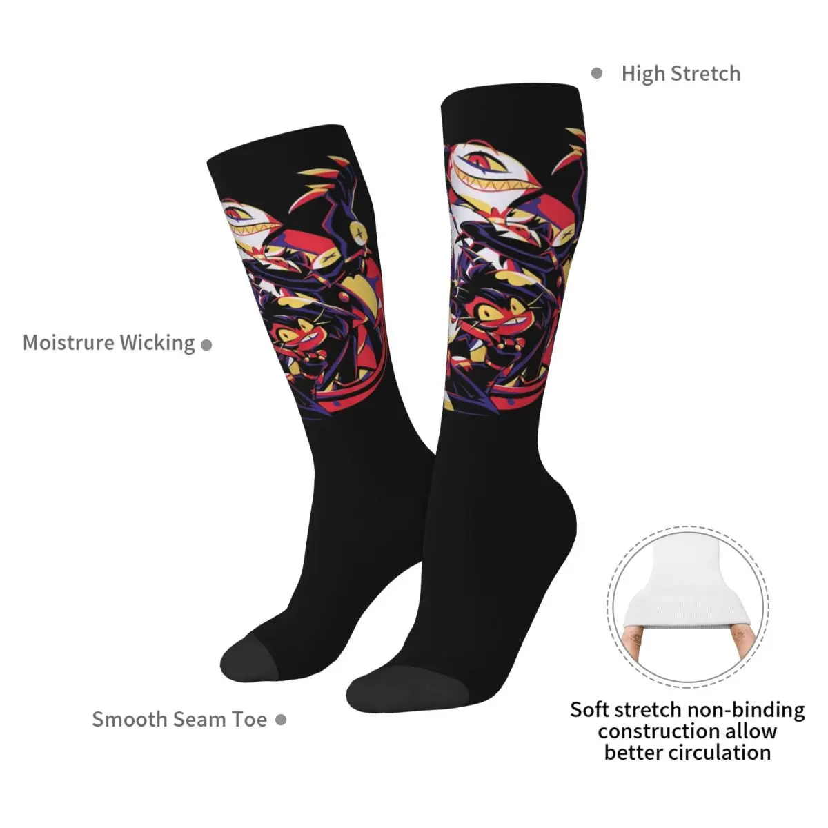 Носки Helluva Boss Loona супер мягкие чулки в стиле Харадзюку всесезонные длинные носки