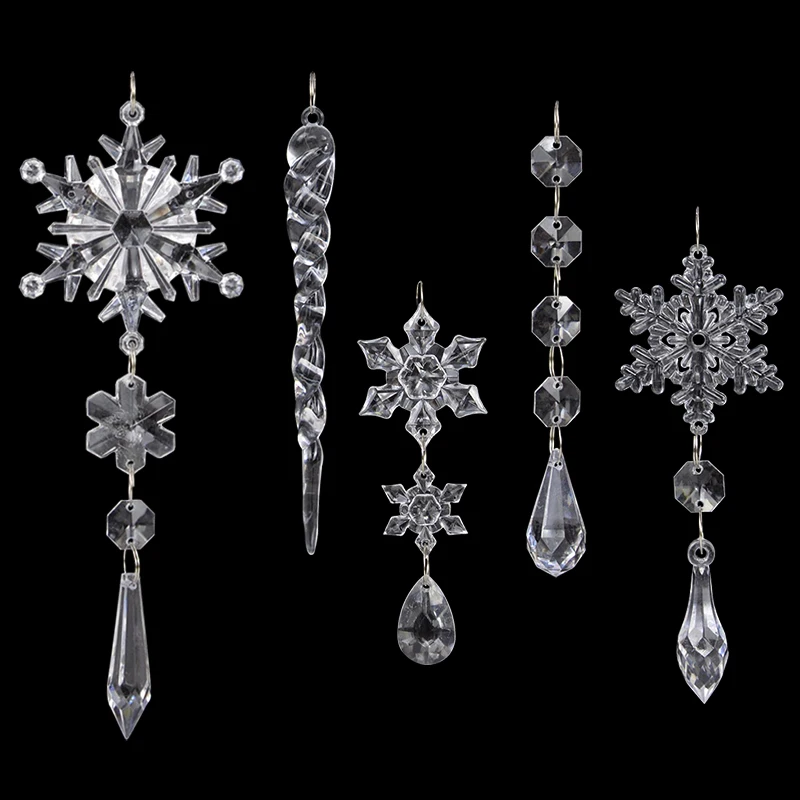 5 шт. Рождественская прозрачная подвеска акриловая в виде снежинки сосулек