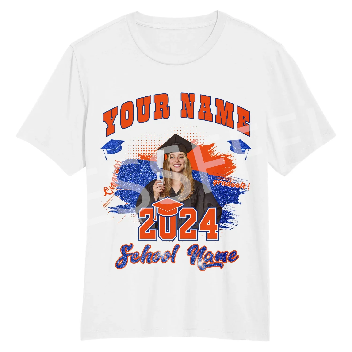 Футболка с коротким рукавом для студентов рисунком имени и фото