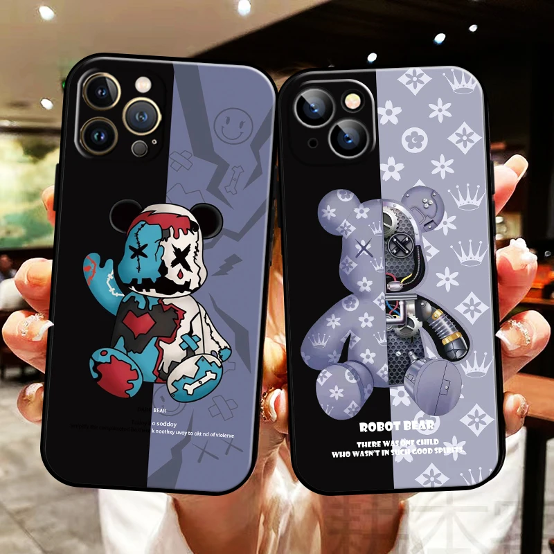 

Luxury Fashion Bear For Apple iPhone 13 12 11 Pro Max 13 12 Mini 5 5s 6 6S 7 8 Plus SE2020 X XR XS Max Phone Case Funda Carcasa