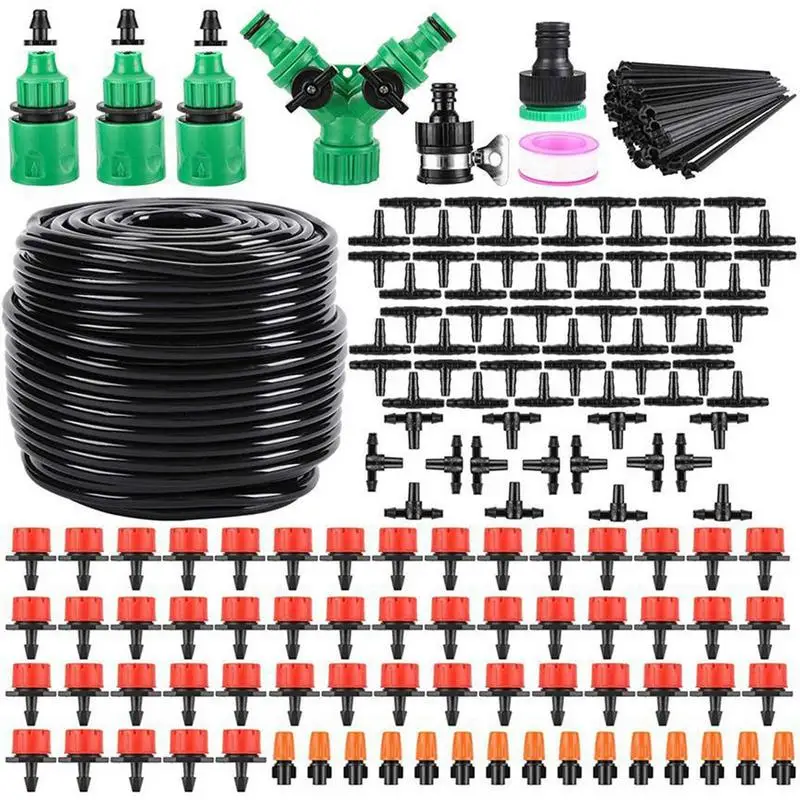 

Garden Watering System Plants Automatic Mirco Drip Irrigation Kit 1/4" Hose 8 Hole Adjustable Dropper Sprinkler Kit