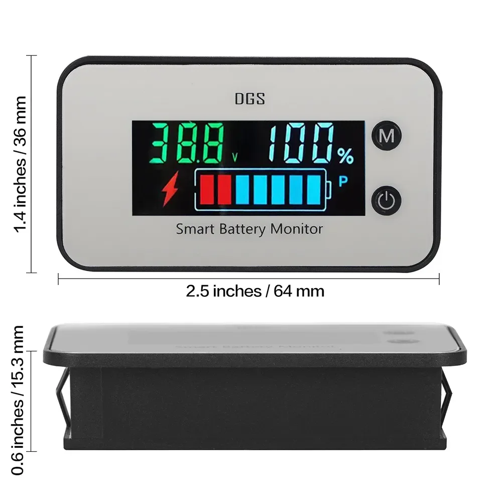 

Power Meter DC Capacity Temperature 48v Monitor 12v Gauge Voltage Indicator 7-100v 4 Battery 24v Percentage Battery Styles