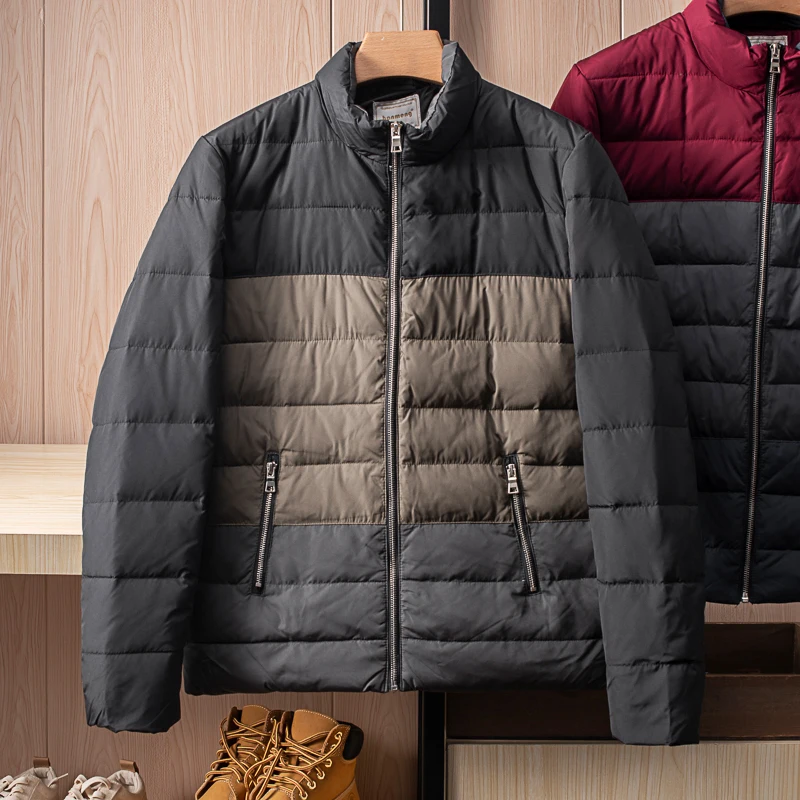 New Casual 2022 Men Duck Down Overcoat Padded Jacket Patchwork Color Block Winter Clothing for Male Plus Big Oversize 3XL XXXL